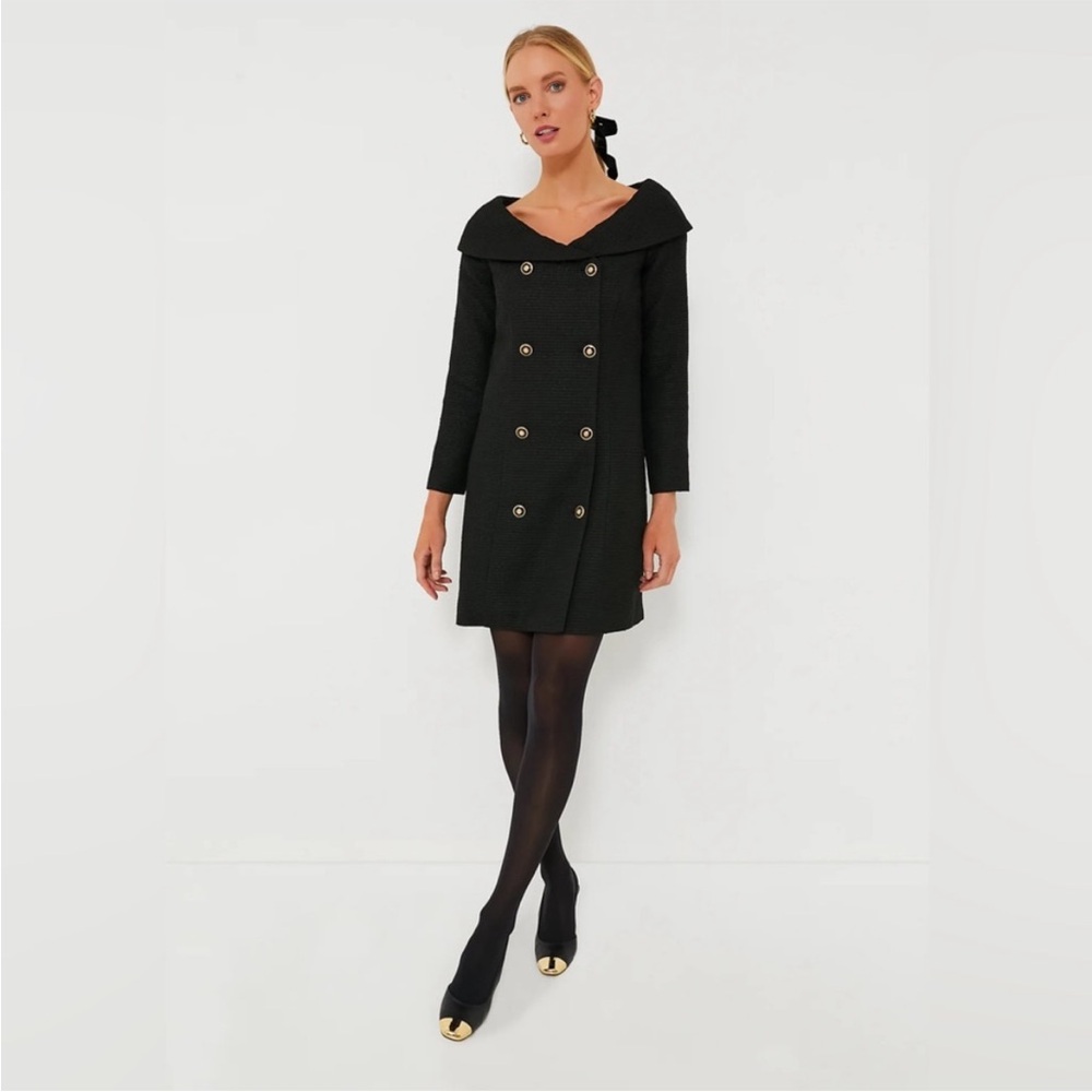 Tuckernuck Black Tweed Blanche Dress- Off-the-Shoulder Sheath Dress